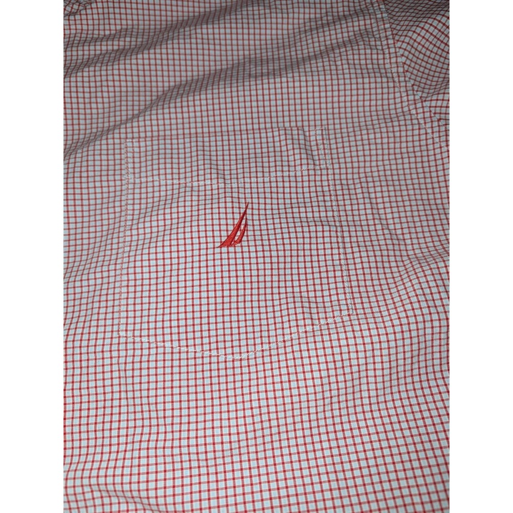 Nautica Mens 2XL Red Plaid 100% Cotton Short Sleeve Casual Button Up Shirt‎ - Picture 2 of 4